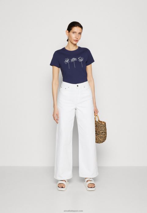 sievietes apdrukas t-krekls tumši zils 2LHT313 Anna Field