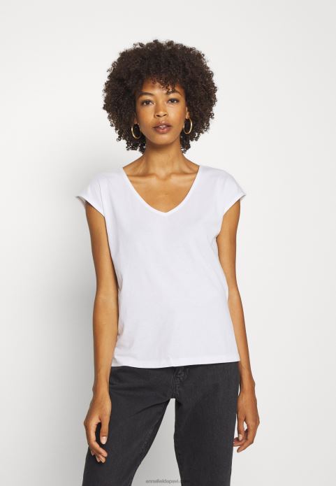 sievietes basic v neck drop plecu 2 pack basic t-krekls melns/balts 2LHT261 Anna Field