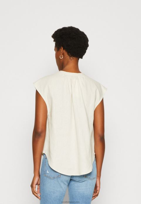 sievietes lina-mix kreklu apdruka t-krekls bēšs 2LHT336 Anna Field