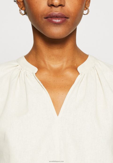 sievietes lina-mix kreklu apdruka t-krekls bēšs 2LHT336 Anna Field