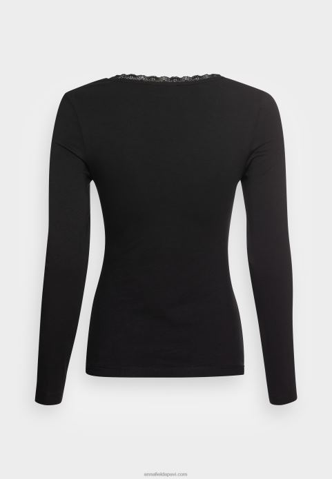 sievietes melns tops ar garām piedurknēm 2LHT557 Anna Field