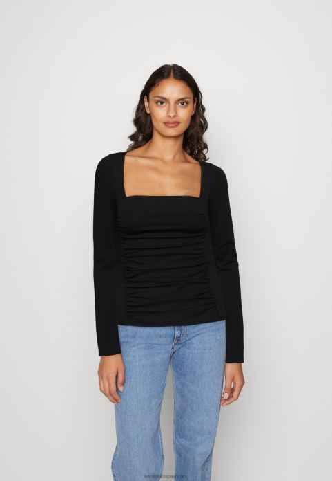 sievietes melns tops ar garām piedurknēm 2LHT568 Anna Field