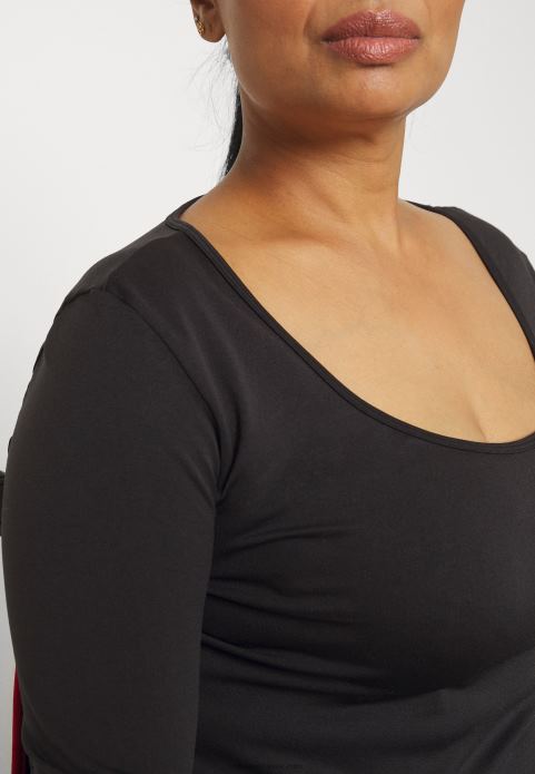 sievietes melns tops ar garām piedurknēm 2LHT580 Anna Field