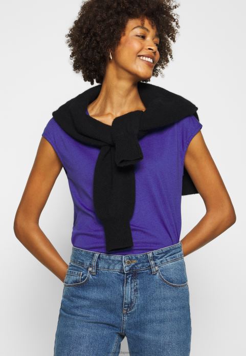 sievietes pamata t-krekls Clematis zils 2LHT348 Anna Field