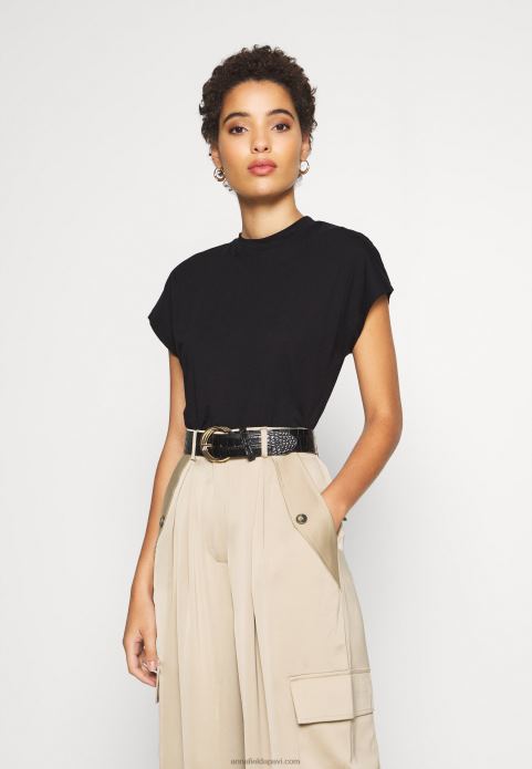 sievietes pamata t-krekls melns 2LHT244 Anna Field