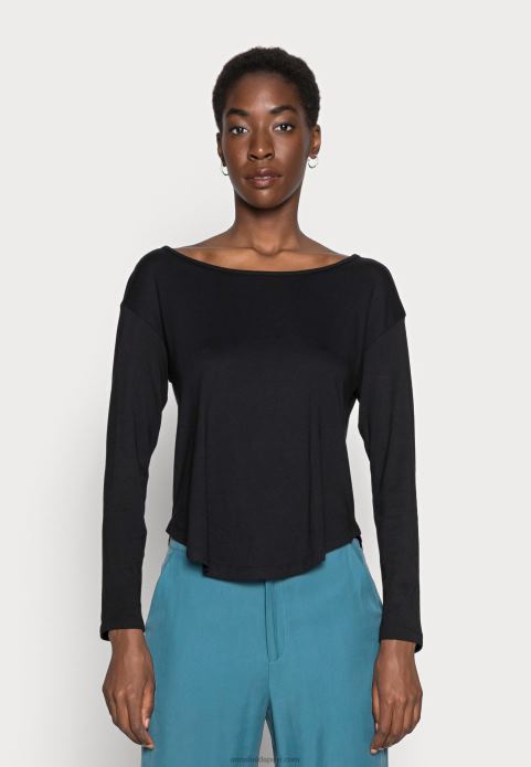 sievietes pamata tops ar garām piedurknēm melns 2LHT542 Anna Field