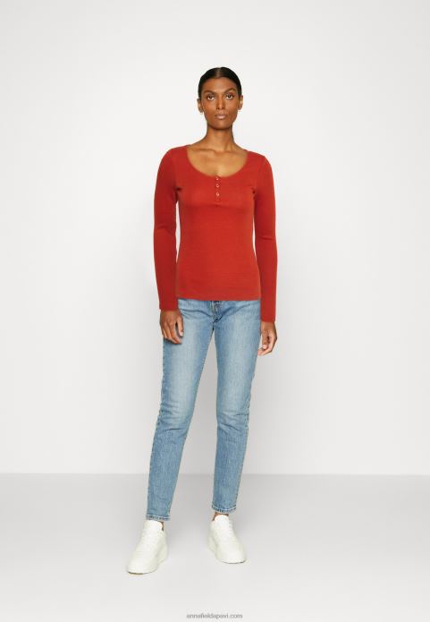 sievietes tops brūns ar garām piedurknēm 2LHT563 Anna Field