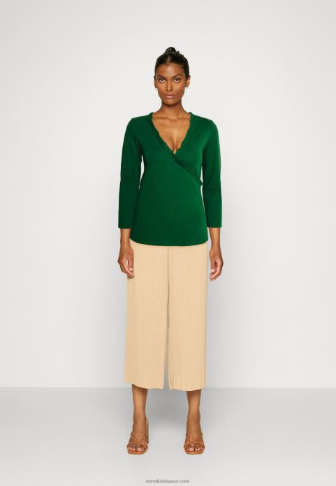 sievietes tumši zaļš tops ar garām piedurknēm 2LHT576 Anna Field