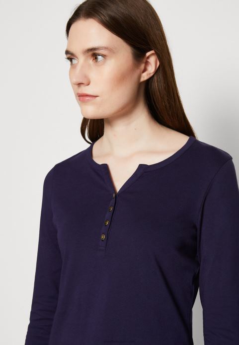 sievietes tumši zils tops ar garām piedurknēm 2LHT523 Anna Field