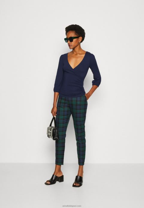 sievietes tumši zils tops ar garām piedurknēm 2LHT536 Anna Field