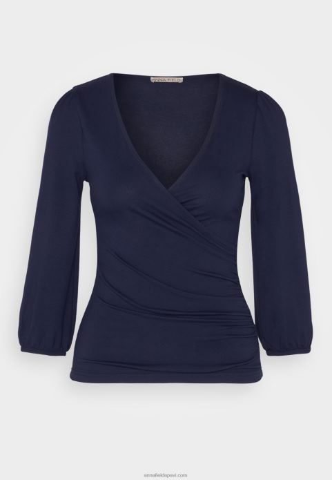 sievietes tumši zils tops ar garām piedurknēm 2LHT536 Anna Field