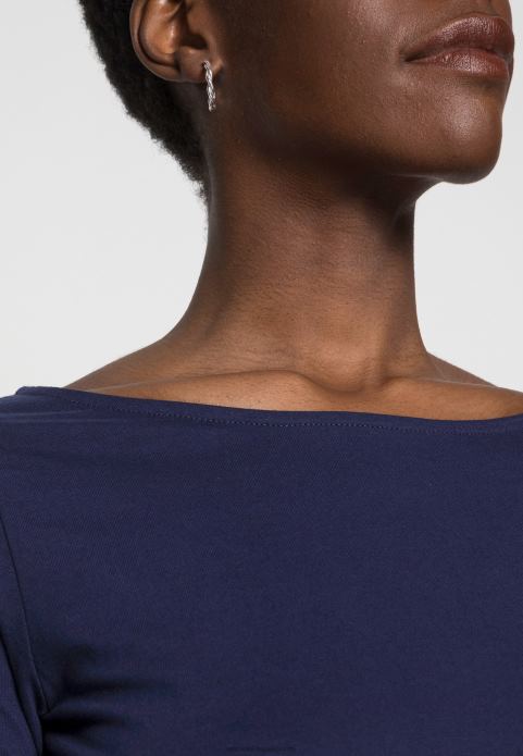 sievietes tumši zils tops ar garām piedurknēm 2LHT570 Anna Field