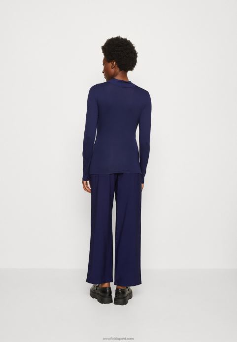 sievietes tumši zils tops ar garām piedurknēm 2LHT577 Anna Field