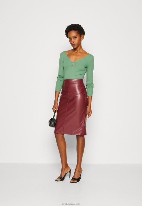 sievietes zaļš tops ar garām piedurknēm 2LHT514 Anna Field