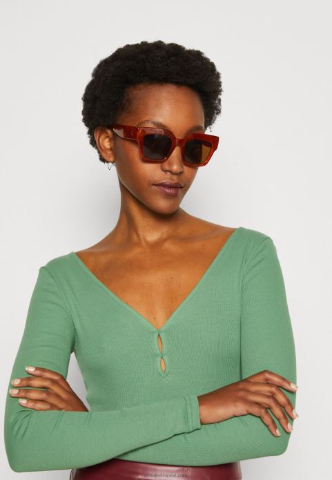 sievietes zaļš tops ar garām piedurknēm 2LHT514 Anna Field