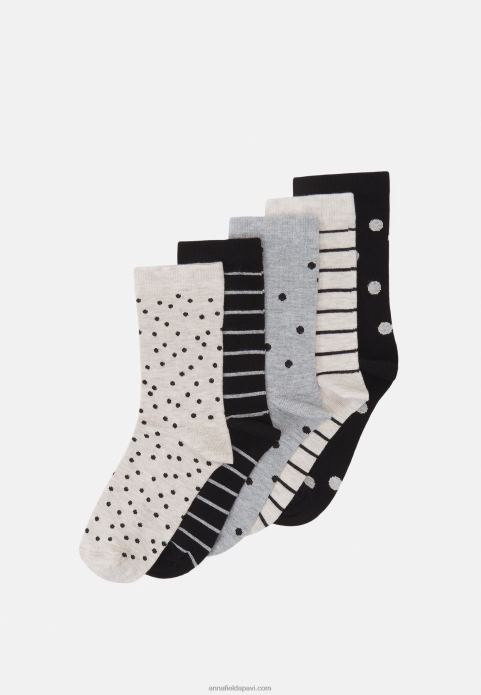 sievietes 5 paciņas zeķes pelēkas/melnas 2LHT1142 Anna Field