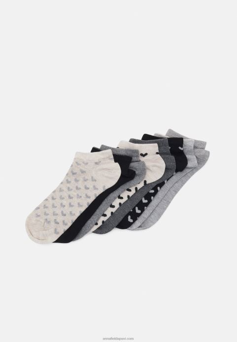 sievietes 8 paciņas zeķes melnas/pelēkas 2LHT1138 Anna Field