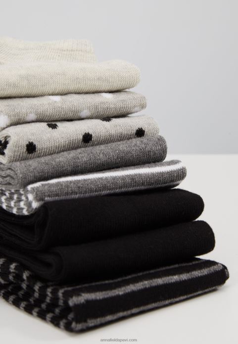 sievietes 8pp plankumainas svītras zeķes pelēkas 2LHT1144 Anna Field