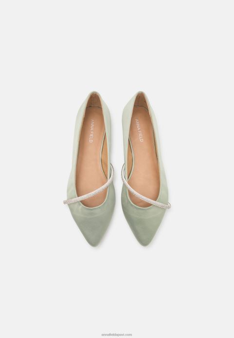 sievietes baleta pumpas zaļas 2LHT2150 Anna Field