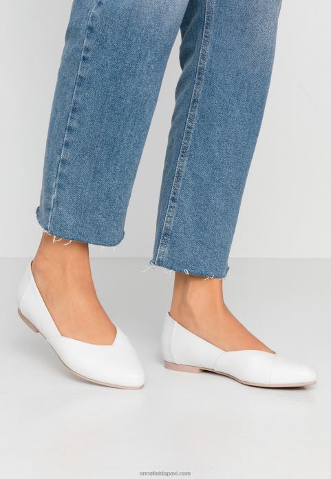 sievietes ādas balerīnas baleta pumpas baltas 2LHT2135 Anna Field