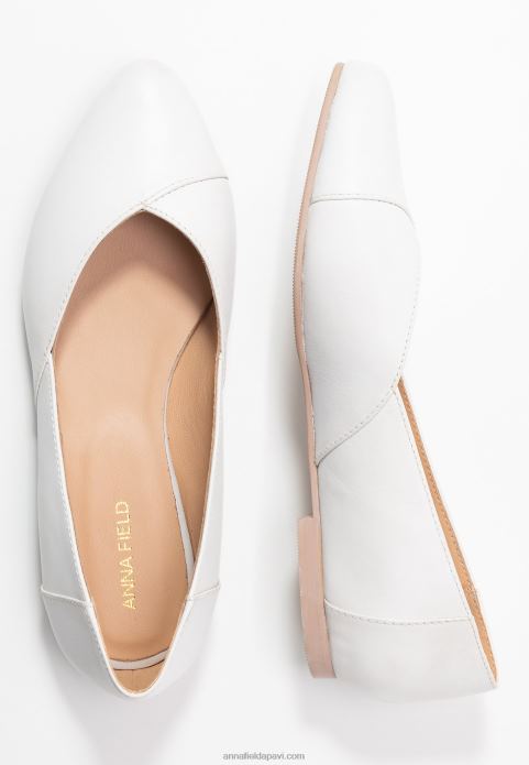 sievietes ādas balerīnas baleta pumpas baltas 2LHT2135 Anna Field