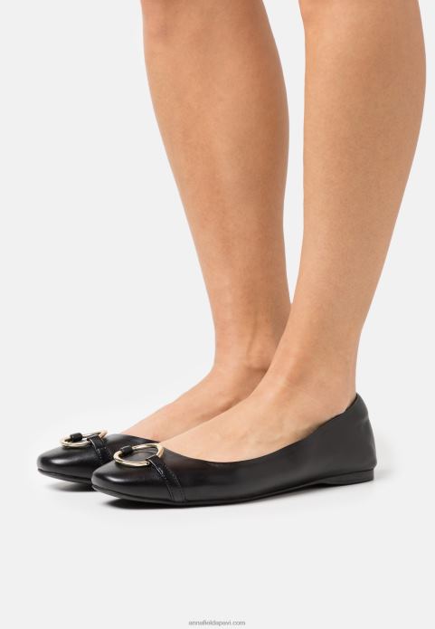 sievietes ādas baleta pumpas melnas 2LHT2145 Anna Field