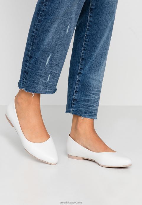 sievietes ādas baleta sūkņi balti 2LHT2072 Anna Field