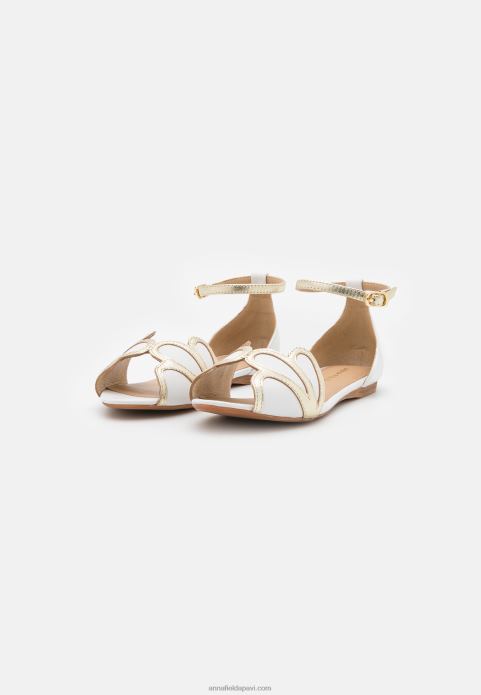 sievietes ādas peeptoe baleta sūkņi balti 2LHT2087 Anna Field