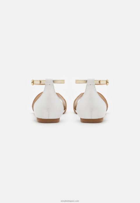 sievietes ādas peeptoe baleta sūkņi balti 2LHT2087 Anna Field