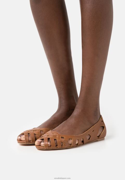 sievietes ādas peeptoe baleta sūkņi konjaks 2LHT2125 Anna Field