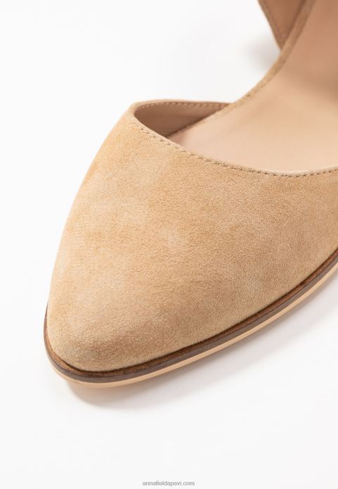 sievietes ādas potītes siksna baleta pumpas bēša 2LHT2162 Anna Field