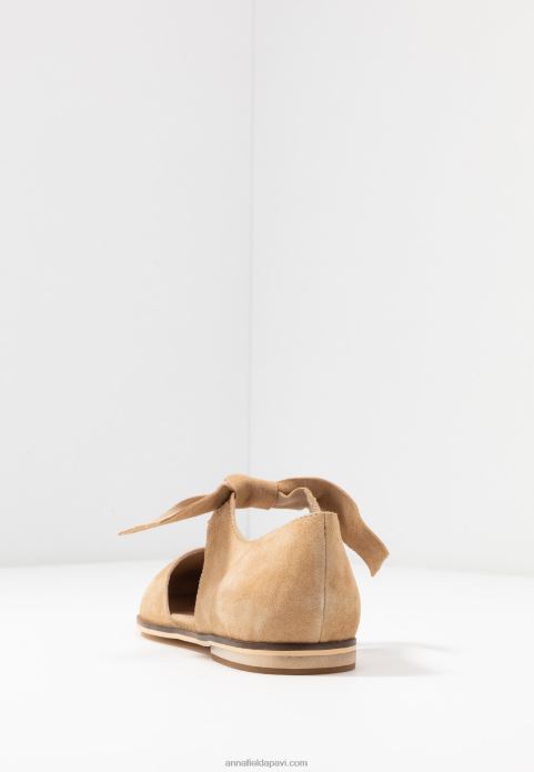 sievietes ādas potītes siksna baleta pumpas bēša 2LHT2162 Anna Field