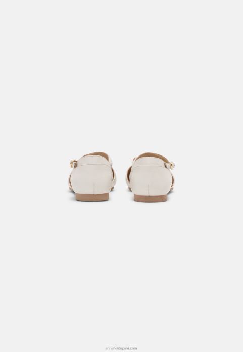 sievietes ādas potītes siksna baleta pumpas balts 2LHT2167 Anna Field