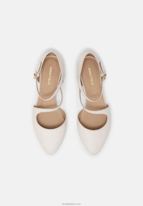 sievietes ādas potītes siksna baleta pumpas balts 2LHT2167 Anna Field