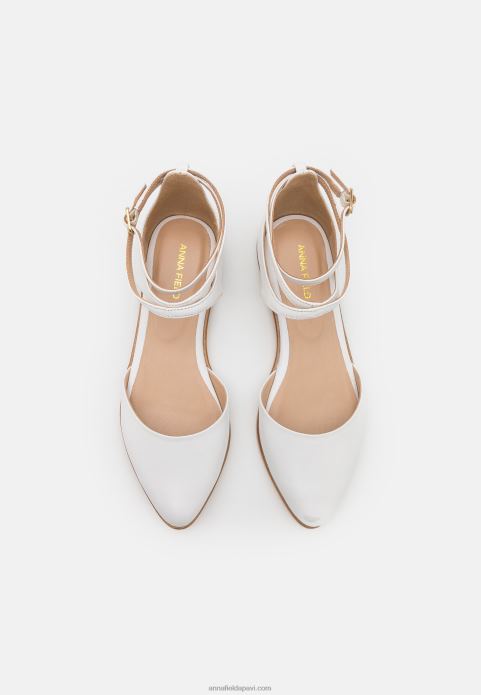 sievietes ādas potītes siksna baleta pumpas balts 2LHT2180 Anna Field