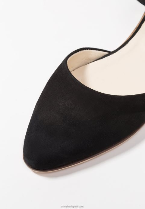 sievietes ādas potītes siksna baleta pumpas melnas 2LHT2156 Anna Field