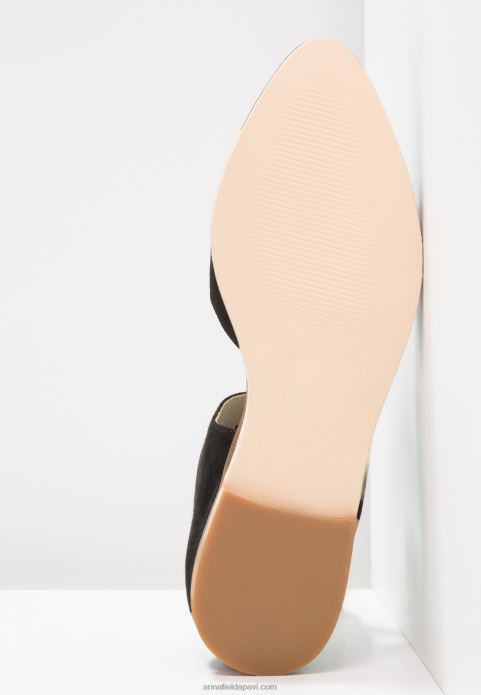 sievietes ādas potītes siksna baleta pumpas melnas 2LHT2159 Anna Field
