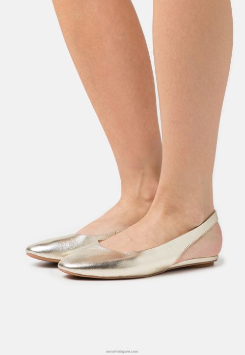 sievietes ādas slingback baleta sūkņi zelts 2LHT2182 Anna Field
