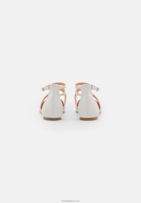 sievietes potītes siksna baleta pumpas baltas 2LHT2158 Anna Field