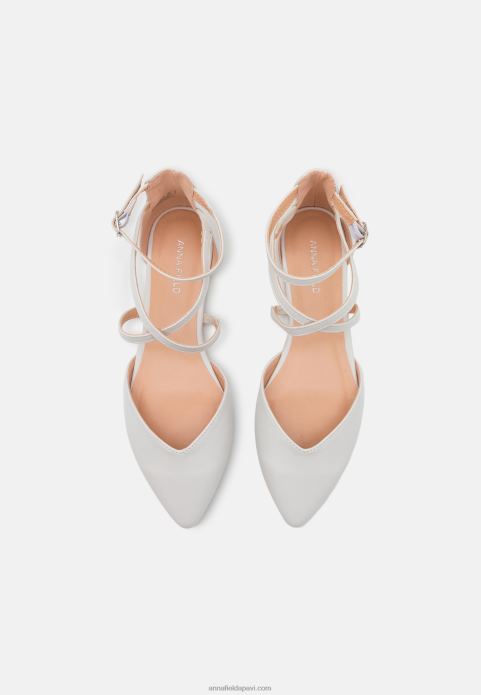 sievietes potītes siksna baleta pumpas baltas 2LHT2158 Anna Field