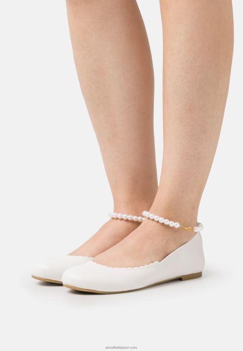 sievietes potītes siksna baleta pumpas baltas 2LHT2178 Anna Field
