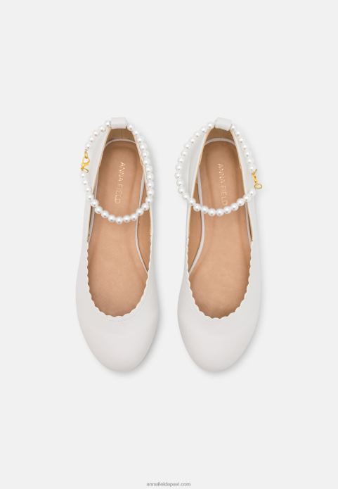 sievietes potītes siksna baleta pumpas baltas 2LHT2178 Anna Field