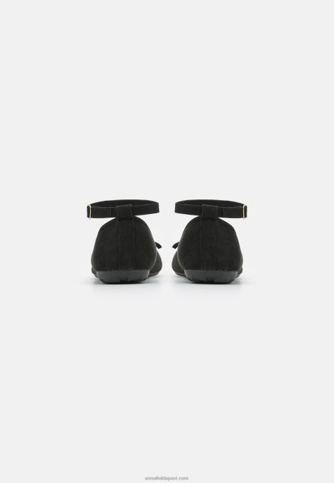 sievietes potītes siksna baleta pumpas melnas 2LHT2157 Anna Field