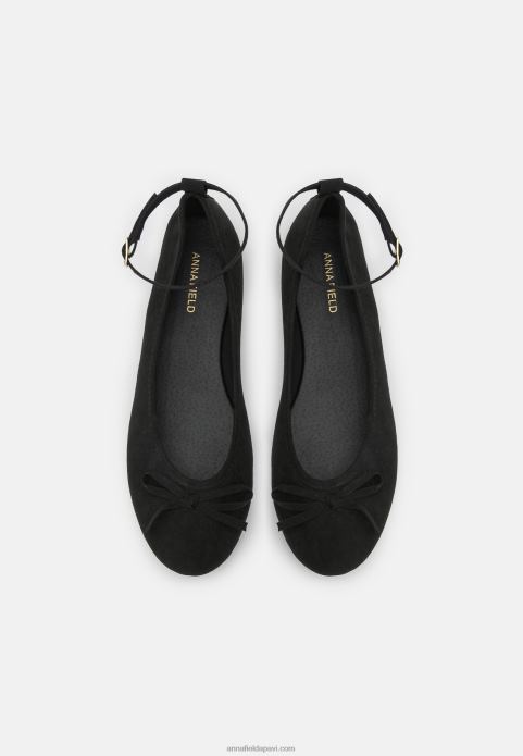sievietes potītes siksna baleta pumpas melnas 2LHT2157 Anna Field