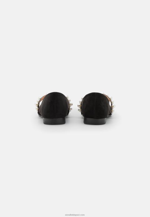 sievietes potītes siksna baleta pumpas melnas 2LHT2166 Anna Field