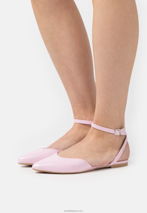 sievietes potītes siksna baleta pumpas rozā 2LHT2177 Anna Field