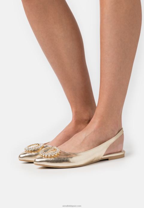 sievietes slingback baleta sūkņi zelta 2LHT2185 Anna Field