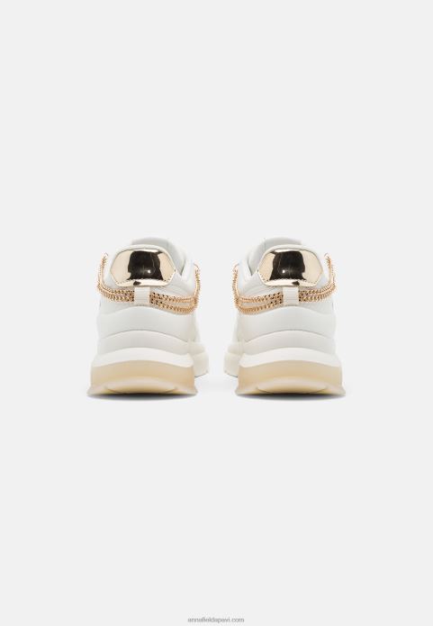 sievietes ādas trenažieri balti/zelti 2LHT1201 Anna Field