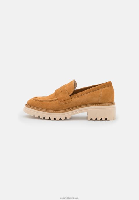 sievietes ādas slip-ons konjaks 2LHT1822 Anna Field