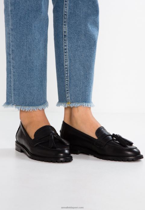 sievietes ādas slip-ons melni 2LHT1829 Anna Field